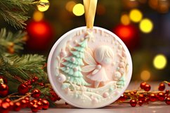 3D Marzipan Christmas Fairy Round Ornament Sublimation PNG Product Image 1