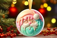 Pastel 3D Marzipan Santa Sublimation PNG Product Image 3