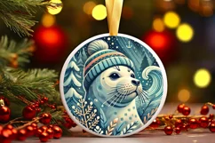 Round Christmas Ornament Sublimation|Clipart Product Image 2