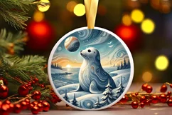 Round Christmas Ornament Sublimation|Clipart Product Image 1