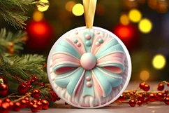 Pastel 3D Marzipan Christmas Bow Sublimation PNG Product Image 1