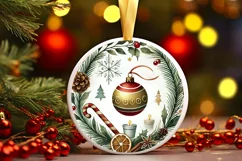 Round Christmas Ornament Sublimation|Clipart Product Image 1