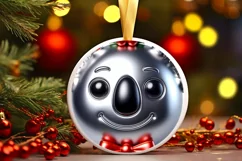 Christmas Koala Round Ornament Sublimation PNG Product Image 1