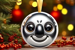 Christmas Koala Round Ornament Sublimation PNG Product Image 1