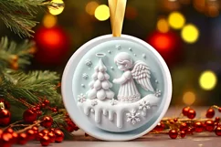Round Christmas Ornament Sublimation|Clipart Product Image 2