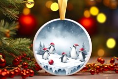 Watercolor Christmas Penguins Ornament Product Image 3