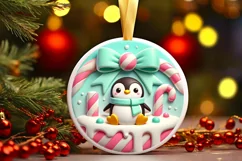 Round Christmas Ornament Sublimation|Clipart Product Image 2