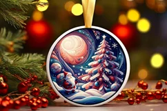 Round Christmas Ornament Sublimation|Clipart Product Image 1