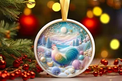 Round Christmas Ornament Sublimation|Clipart Product Image 1