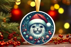 Round Christmas Ornament Sublimation|Clipart Product Image 1