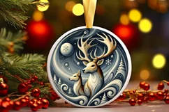 Round Christmas Ornament Sublimation|Clipart Product Image 1