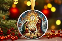 Round Christmas Ornament Sublimation|Clipart Product Image 2
