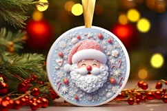 Santa Christmas Round Cute Ornament Sublimation Product Image 2