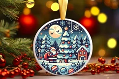 Round Christmas Ornament Sublimation|Clipart Product Image 1