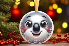 Christmas Koala Round Ornament Sublimation PNG Product Image 1