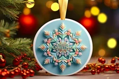 Snow Flake Christmas Round Cute Ornament Sublimation Product Image 2