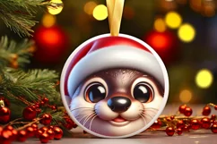 Christmas Otter Round Ornament Sublimation PNG Product Image 1