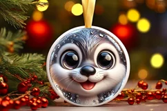 Christmas Otter Round Ornament Sublimation PNG Product Image 1