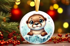Round Christmas Ornament Sublimation|Clipart Product Image 2