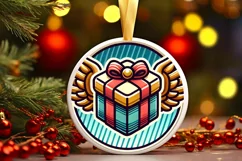 Round Christmas Ornament Sublimation|Clipart Product Image 1
