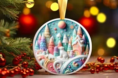 Round Christmas Ornament Sublimation|Clipart Product Image 1