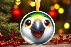 Christmas Parrot Round Ornament Sublimation PNG Product Image 3
