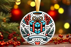 Round Christmas Ornament Sublimation|Clipart Product Image 1