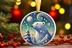 Round Christmas Ornament Sublimation|Clipart Product Image 1