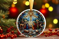 Round Christmas Ornament Sublimation|Clipart Product Image 1