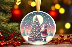 Round Christmas Ornament Sublimation|Clipart Product Image 1