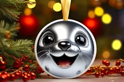 Christmas Otter Round Ornament Sublimation PNG Product Image 1