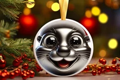 Christmas Otter Round Ornament Sublimation PNG Product Image 1