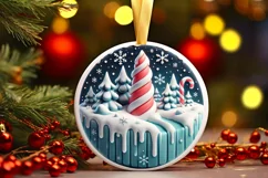 Round Christmas Ornament Sublimation|Clipart Product Image 1