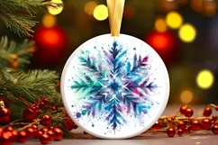 Snow Flake Christmas Round Cute Ornament Sublimation Product Image 2