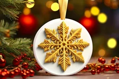 Snow Flake Christmas Round Cute Ornament Sublimation Product Image 2