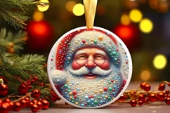 Santa Bubbles Christmas Round Cute Ornament Sublimation Product Image 2