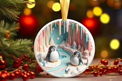Christmas Round Cute Animal Ornament Sublimation Product Image 2
