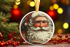 Christmas Round Santa Animal Ornament Sublimation Product Image 2