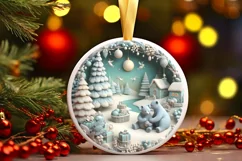 Christmas Round Bears Ornament Sublimation Product Image 2