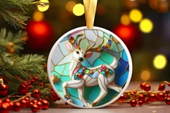 Christmas Round Reindeer Ornament Sublimation Product Image 2