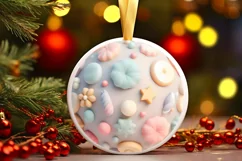 Christmas Round Cute Animal Ornament Sublimation Product Image 1
