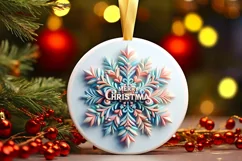 Snow Flake Christmas Round Cute Ornament Sublimation Product Image 2
