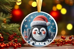 Christmas Round Cute Ornament Sublimation Product Image 2