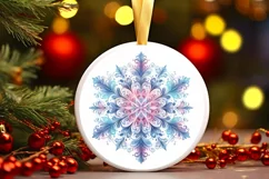 Snow Flake Christmas Round Cute Ornament Sublimation Product Image 2