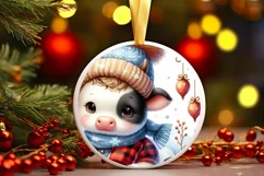 Cute Baby Cow Winter Snowflake PNG Product Image 3