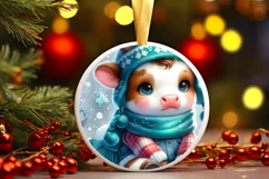 Cute Baby Cow Winter Snowflake PNG Product Image 3