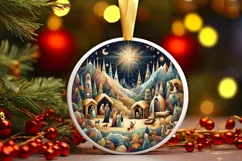Round Christmas Ornament Sublimation|Clipart Product Image 1