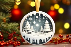Round Christmas Ornament Sublimation|Clipart Product Image 1