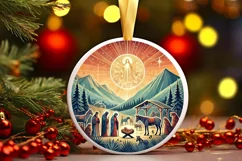 Round Christmas Ornament Sublimation|Clipart Product Image 2
