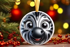 Christmas Zebra Round Ornament Sublimation PNG Product Image 3